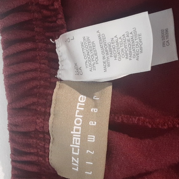 Liz‎ Claiborne Womans Pants/Lounge Wear. Size L. Burgundy. - Picture 5 of 10